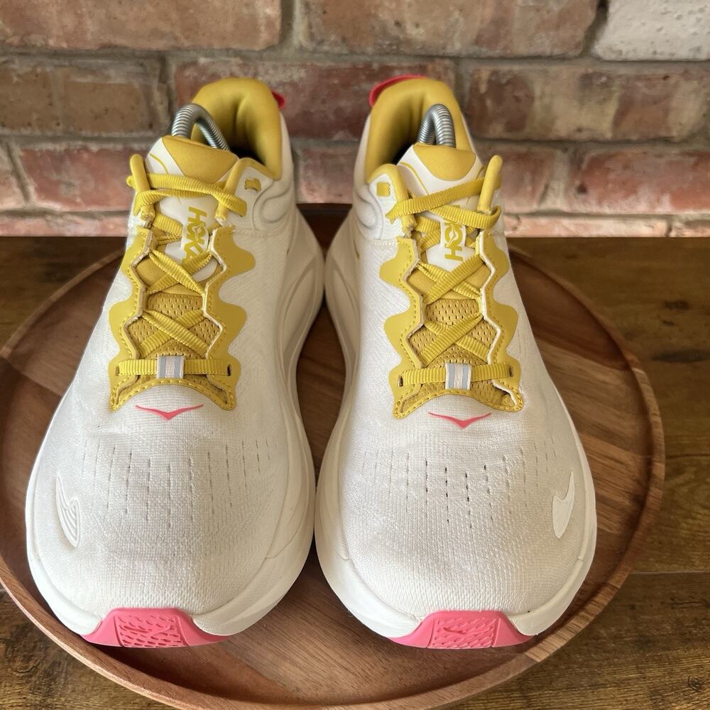 Hoka One One Gaviota 6 Womens 11 Cream Yellow Max Cushion Running Shoes Sneakers - Picture 3 of 16